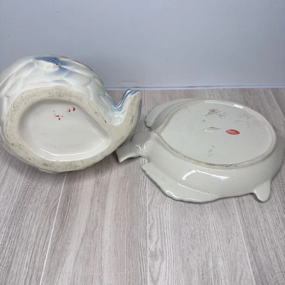 Vintage Fish Shaped Sugar Bowl Lid Plate Set Ceramic Japan Style Kitchen‎
